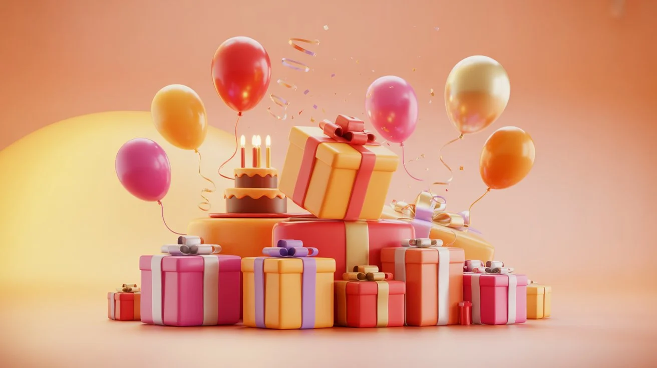 Birthday celebration with gift boxes and balloons - find perfect birthday presents