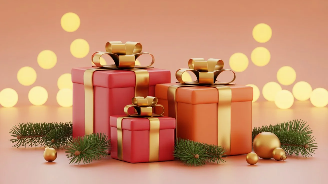 Christmas gift boxes with festive decorations - find perfect holiday presents